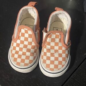 Vans Kids baby Checkered Slip-On Sneakers - Orange and Cream toddler
